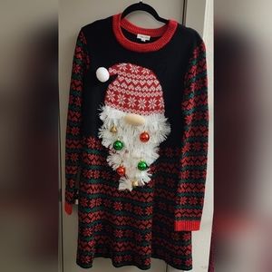 Ugly Christmas sweater dress big with Gnome nose